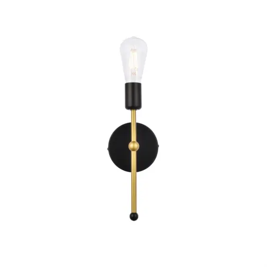 Keely 1 light black and brass wall sconce {1}