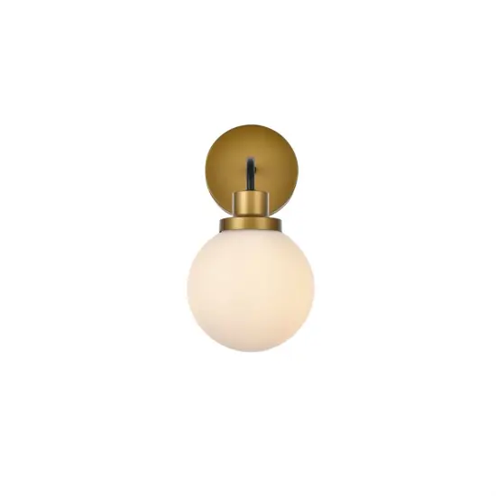 Hanson 1 light bath sconce in black with brass with frosted shade {1}