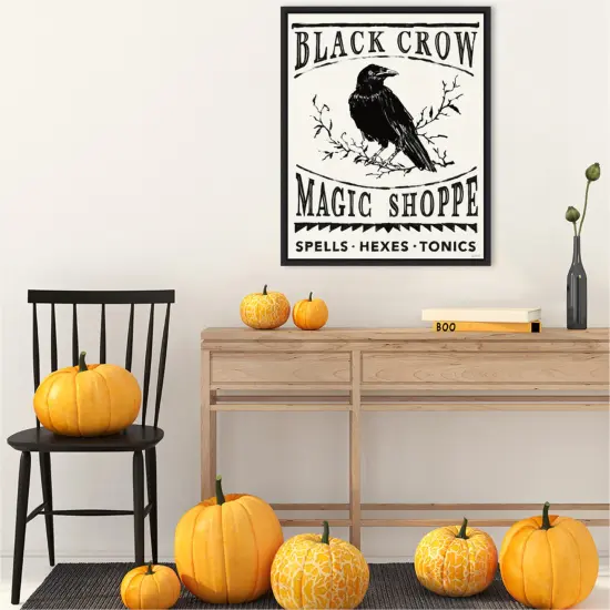 Black Crow Halloween Dark by Anne Tavoletti Canvas Art Framed {6}