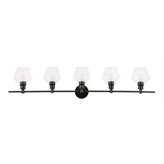 Gene 5 light Black and Clear glass Wall sconce {3}
