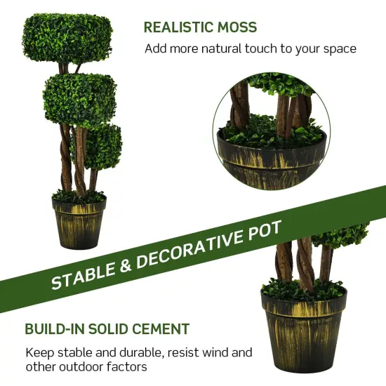 36 Inch Artificial Boxwood Topiary UV Protected Indoor Outdoor Tree {5}