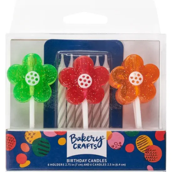 Glitter Flower Candle Holder, 6pc {1}