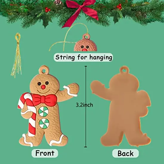12pcs Gingerbread Man Ornaments for Christmas Tree Assorted Plastic Gingerbread Figurines Ornaments for Christmas Tree Hanging Decorations 3 Inch Tall {6}