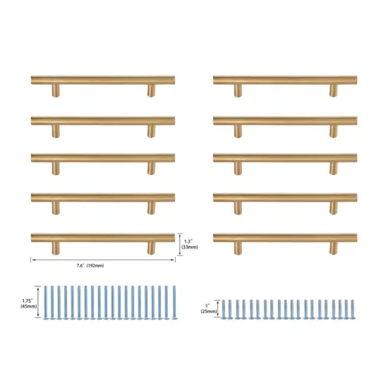 Quinn 5" Center to Center Brass Bar Pull Multipack (set of 10) {6}