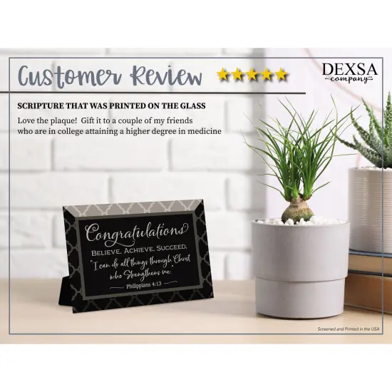 Dexsa Congratulations Glass Plaque with Easel 4 inches x 6 inches {2}