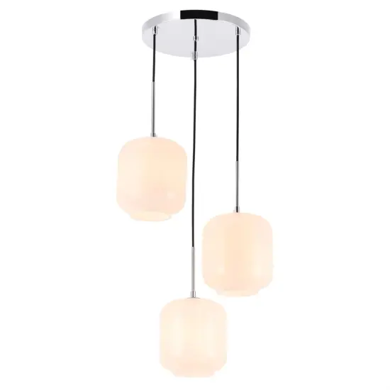 Collier 3 light Chrome and Frosted white glass pendant {4}