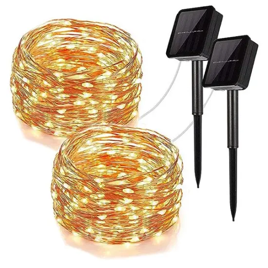 32ft 100 LED Solar Fairy Lights - Copper Wire Microdot String Lights - Eco-Friendly Solar-Powered Outdoor and Indoor Decorative Twinkle Lights for Gardens, Patios, and Parties {1}