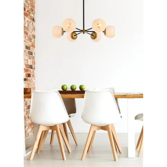 Briggs 30 inch pendant in black and brass with white shade {2}