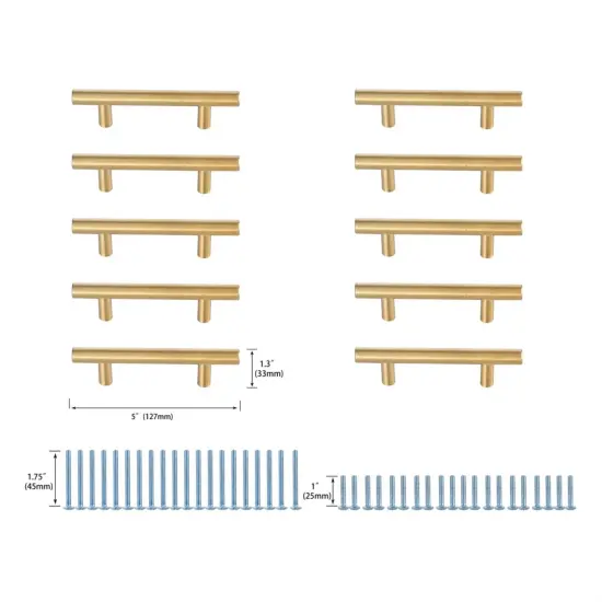 Quinn 3" Center to Center Brass Bar Pull Multipack (set of 10) {6}