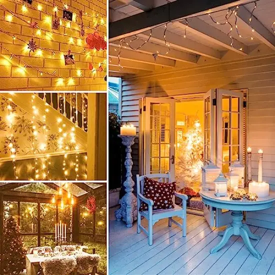 Extra-Long 66FT String Lights Outdoor/Indoor, 200 LED Upgraded Super Bright Christmas Lights, Waterproof 8 Modes Plug in Fairy Lights for Bedroom Party Wedding Garden (Warm White) {6}