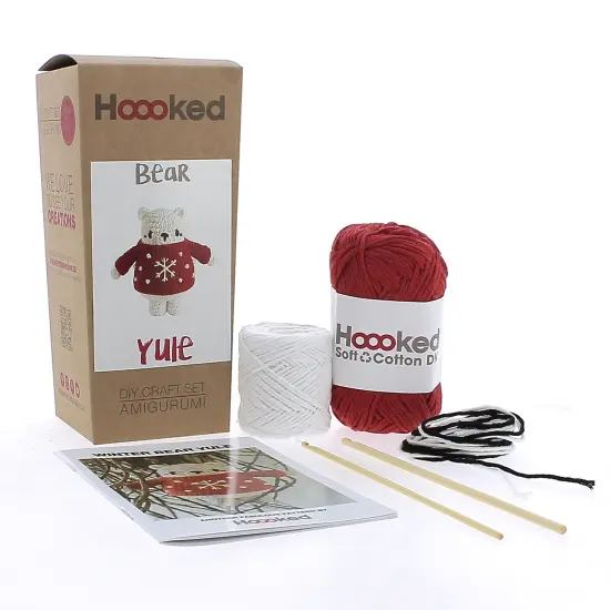 Hoooked Amigurumi DIY Kit W/Eco Barbante Yarn-Winter Bear Yule {1}