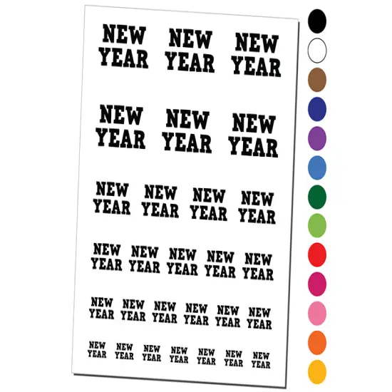 New Year Fun Text Temporary Tattoo Water Resistant Fake Body Art Set Collection Orange {1}