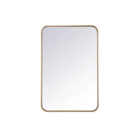 Soft corner metal rectangular mirror 20x30 inch inBrass {1}