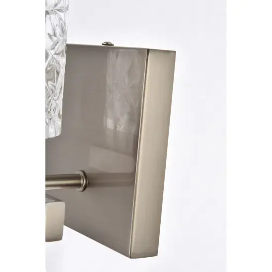 Cassie 1 light bath sconce in satin nickel with clear shade {6}