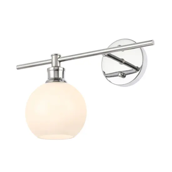 Collier 1 light Chrome and Frosted white glass left Wall sconce {5}