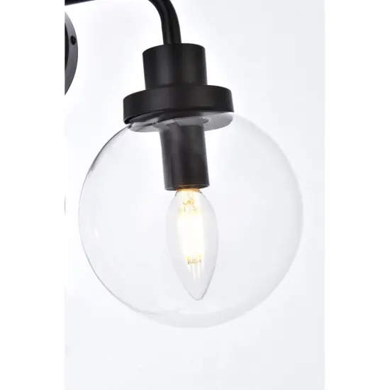 Hanson 2 lights bath sconce in black with clear shade {4}
