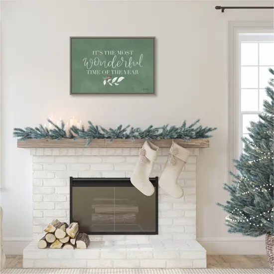 Green Christmas IV by Becky Thorns Canvas Art Framed {5}