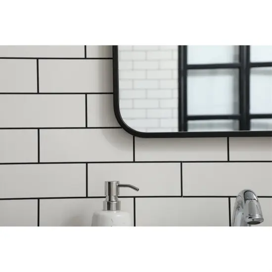 Soft corner metal rectangular mirror 18x30 inch in Black {4}