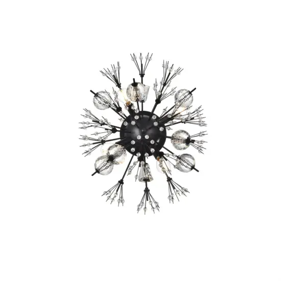 Vera 19 inch crystal starburst wall sconce in black {1}