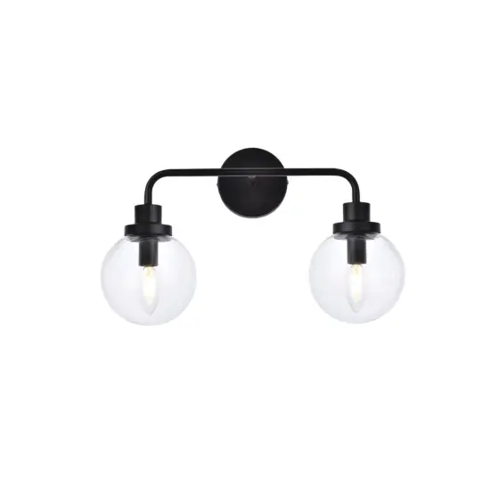 Hanson 2 lights bath sconce in black with clear shade {1}