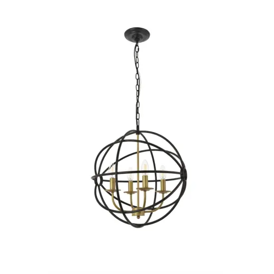 Octavia 4 light Brass and Dark Brown Pendant {3}