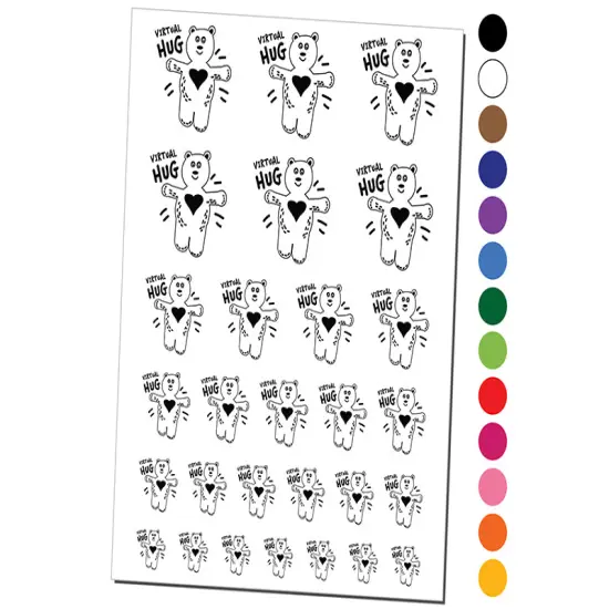 Virtual Hug Love Bear Cute Temporary Tattoo Water Resistant Fake Body Art Set Collection Dark Green {1}