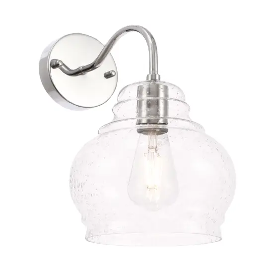 Pierce 1 light Chrome and Clear seeded glass wall sconce {6}