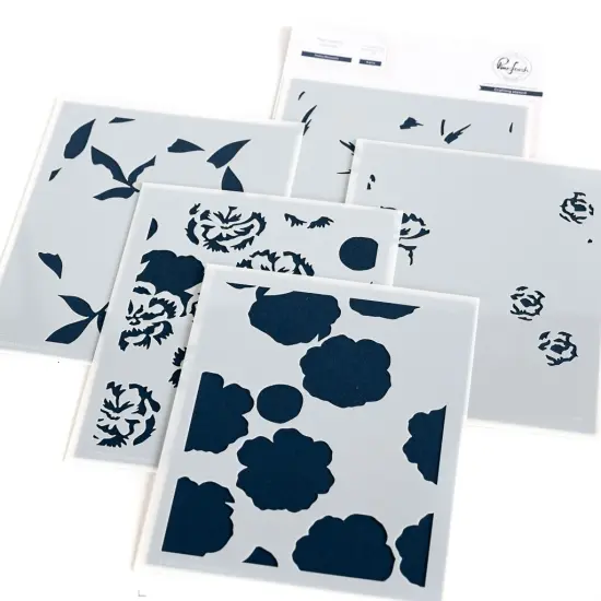 Pinkfresh Studio Stencils 4.25"X5.25" 5/Pkg-Pretty Blossoms {1}