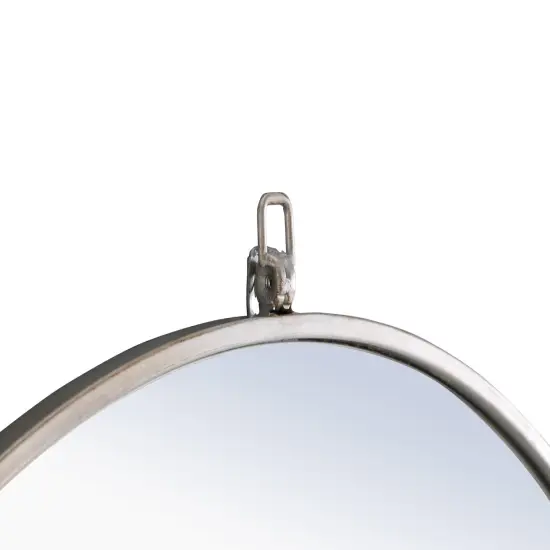 Metal frame Round Mirror with decorative hook 28 inch Silver finish {6}