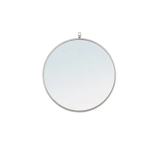 Metal frame Round Mirror with decorative hook 24 inch Silver finish {1}