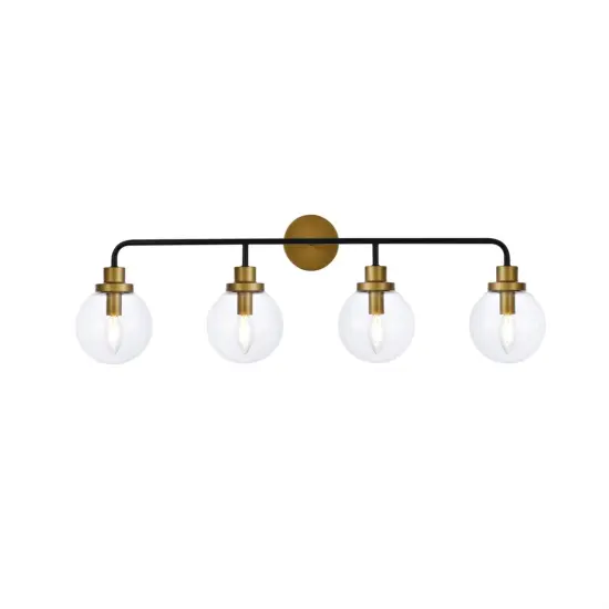 Hanson 4 lights bath sconce in black with brass with clear shade {1}