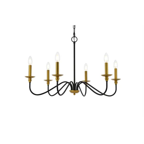 Rohan 30 inch chandelier in matte black and brass {3}