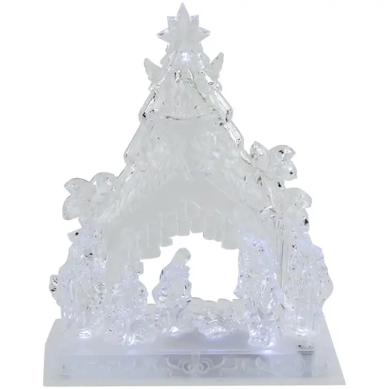 Northlight LED Lighted Nativity Scene in Stable Acrylic Christmas Decoration - 10.75" Clear {3}