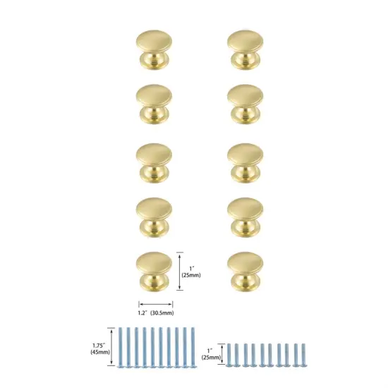 Kaid 1.2" Diameter Brushed Gold Mushroom Knob Multipack (Set of 10) {6}