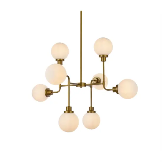 Hanson 8 lights pendant in brass with frosted shade {3}