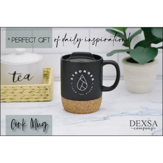 Dexsa Stronger Than The Storm Designer Cork Bottom Mug with Lid - 14 oz {4}