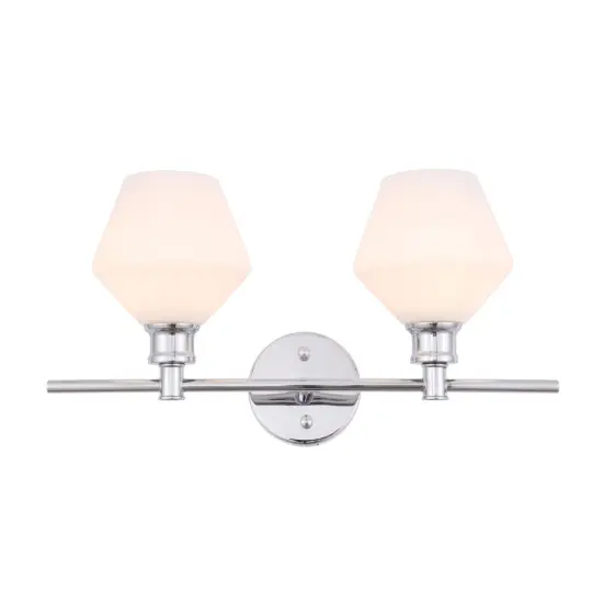 Gene 2 light Chrome and Frosted white glass Wall sconce {1}
