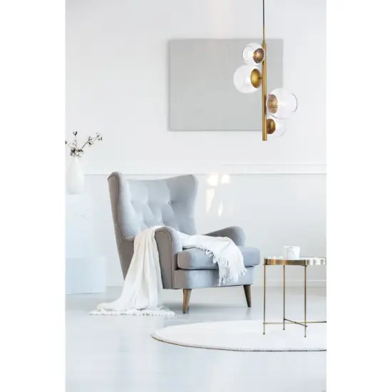 Wells 18 inch pendant in brass with clear shade {2}