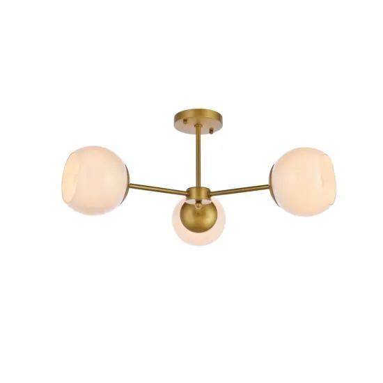 Briggs 26 inch flush mount in brass with white shade {1}