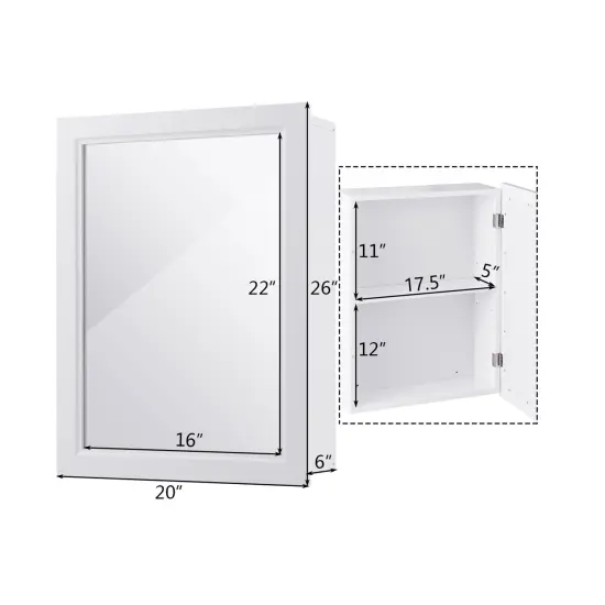 MDF and Glass Wall Mounted Bathroom Cabinet with Mirror and Adjustable Shelves White {5}