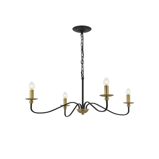 Rohan 4 light Matte Black and Brass Pendant {6}