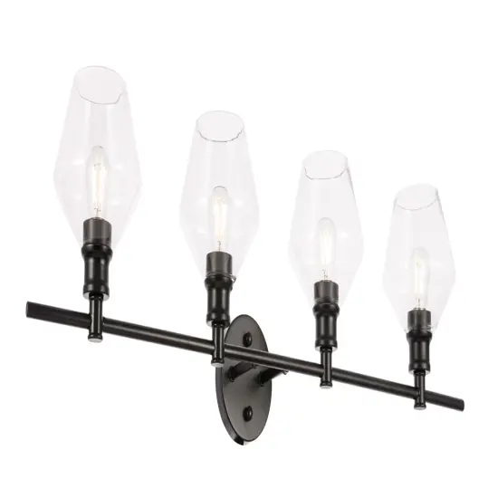 Gene 4 light Black and Clear glass Wall sconce {6}