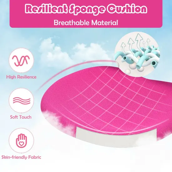 Adjustable Height Student Chair with Sit-Brake Casters and Lumbar Support for Home and School-Pink {4}