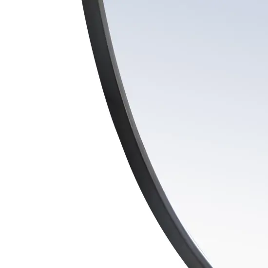 Metal frame Round Mirror with decorative hook 24 inch Black finish {6}