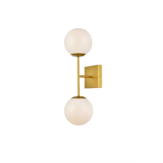 Neri 2 lights brass and white glass wall sconce {3}
