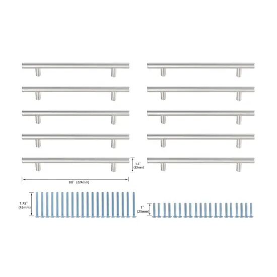Quinn 6-5/16" Center to Center Brushed Nickel Bar Pull Multipack (set of 10) {6}