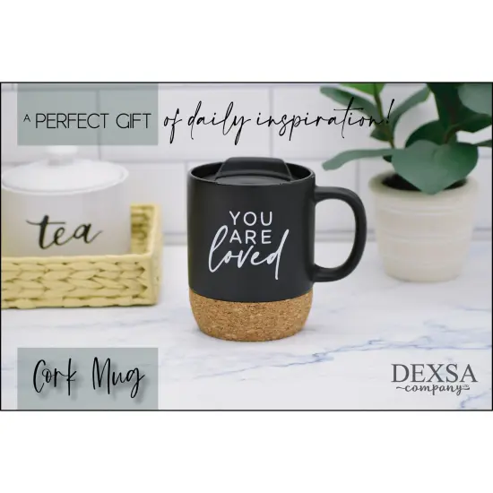 Dexsa You Are Loved Designer Cork Bottom Mug with Lid - 14 oz {4}