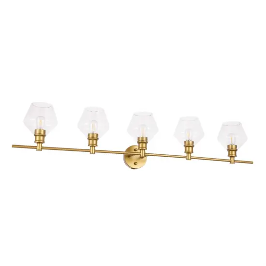 Gene 5 light Brass and Clear glass Wall sconce {5}
