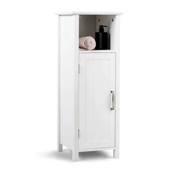 Bathroom Adjustable Shelf Floor Storage Cabinet with Door {1}