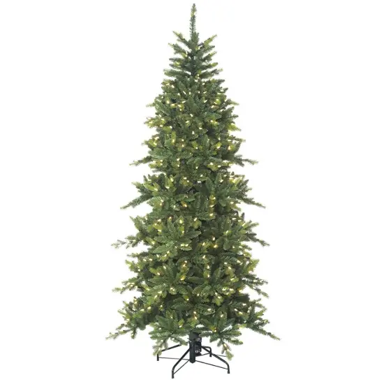 Realistic Christmas Tree - 7.5' Icelandic Fir Color+Clear LED - Hook On Branches - HOLIDAY TREE {1}